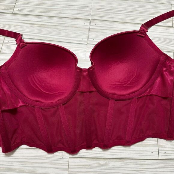VICTORIA’S SECRET DREAM ANGELS RHINESTONE STRAP RASPBERRY CORSET BUSTIER 34DD - Picture 6 of 9